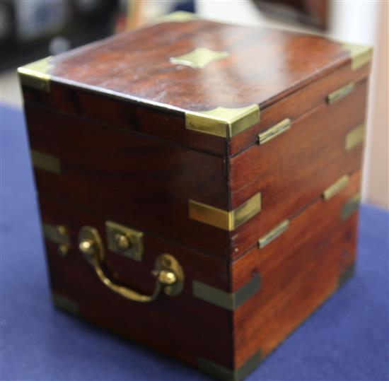 John Fletcher of London. A late 19th century brass mounted mahogany 2½ days ships marine chronometer, 7in.